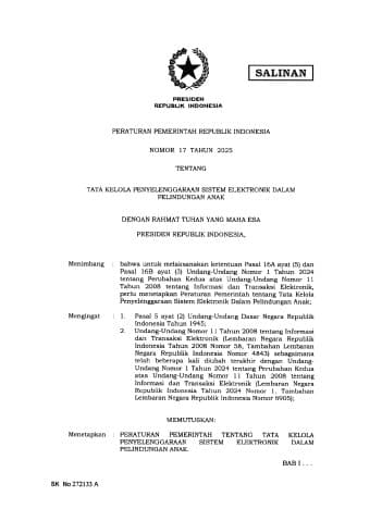Peraturan Pemerintah No. 17 Tahun 2025